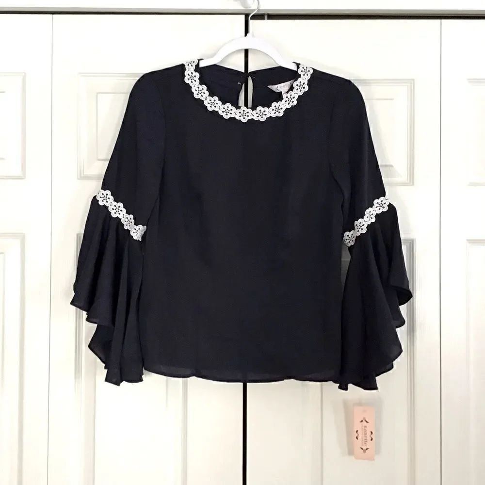 Nannette Nanette Lepore Flounce Sleeve Blouse